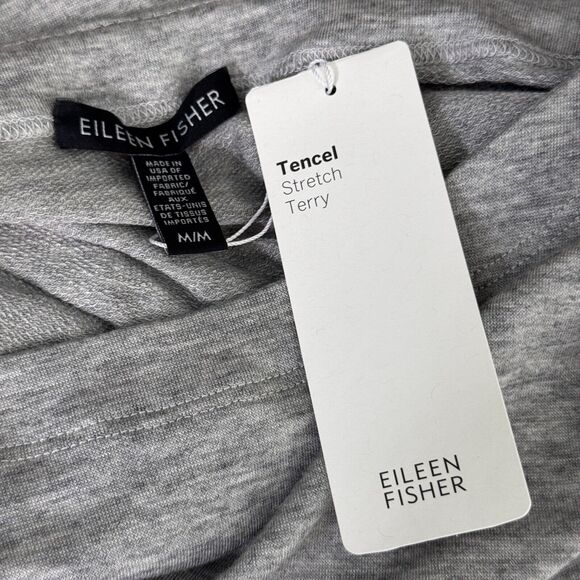 Eileen Fisher Top Womens Medium Tencel Stretch Terry Shirt Lagenlook Pockets NEW - Picture 3 of 12